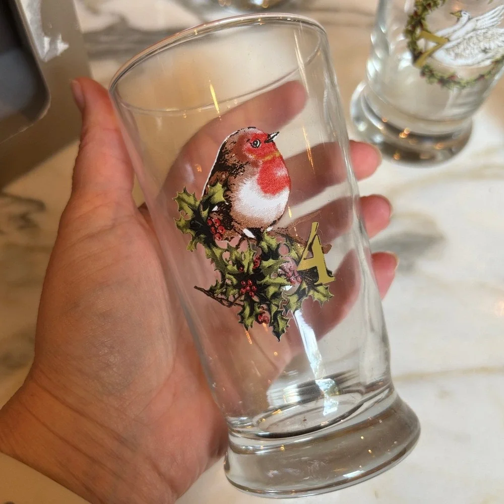 Pottery Barn 12 Days of Christmas Glassware Set of 12 Tumblers Holiday Barware